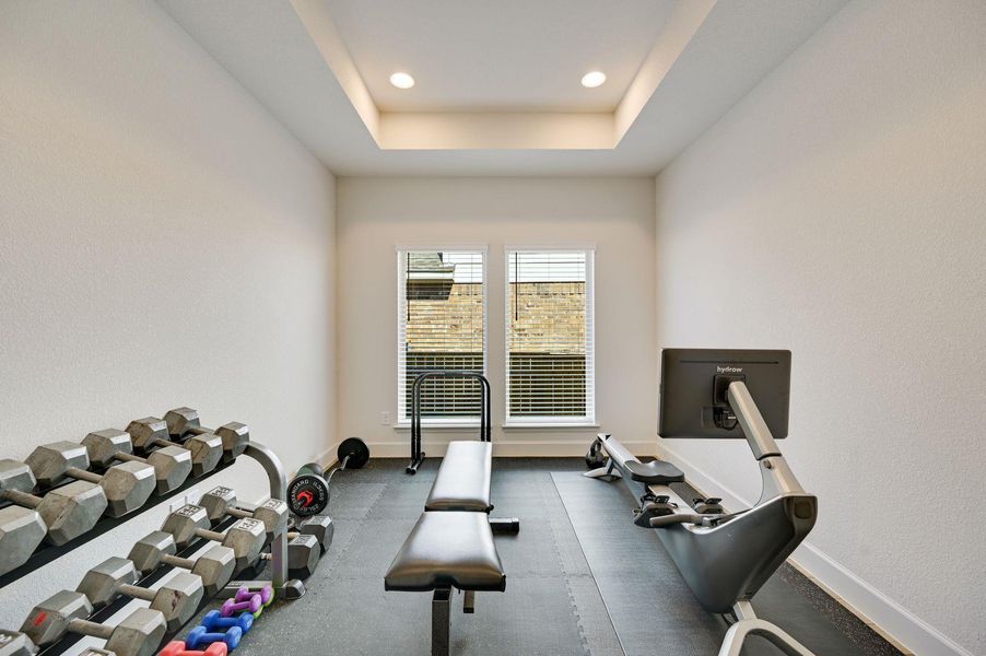 Amazing flex space in the center of the house with French doors.  Currently being used as a gym but could be a t.v. room or gameroom - so many possibilities!