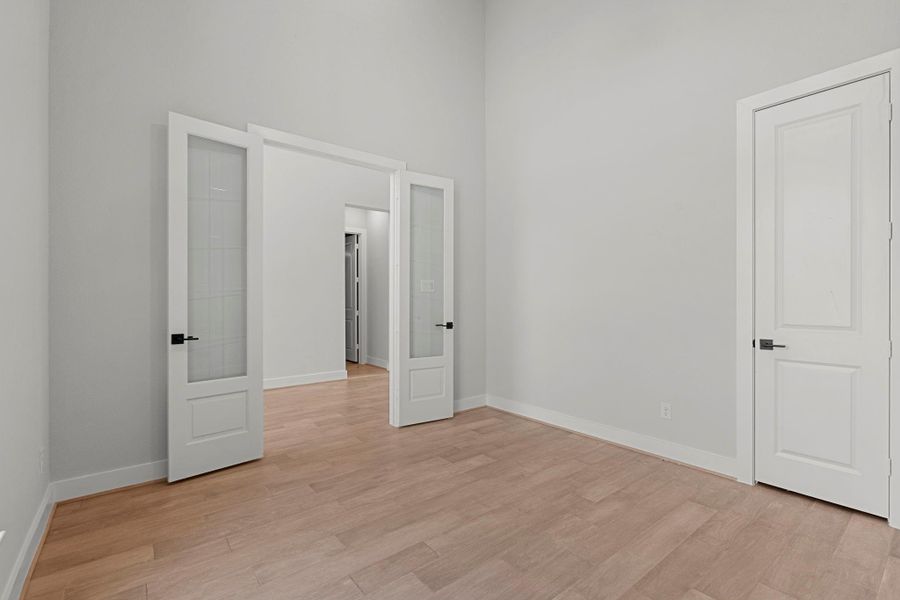 The study gets tons of natural  light and includes a closet for storage.