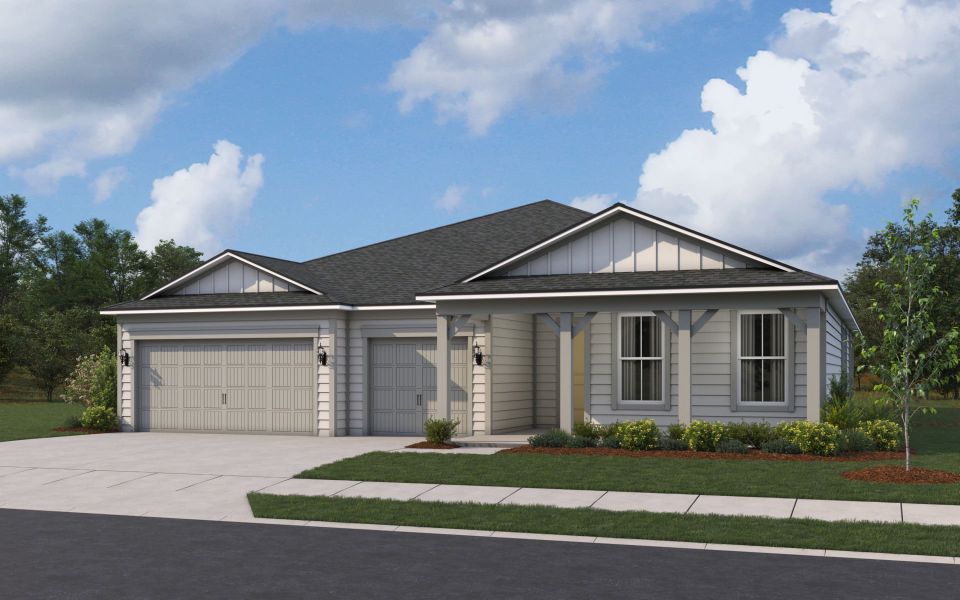 Representative exterior photo of a completed home built from the Renown by Pulte Homes in Terrapin Creek, Jacksonville, FL (Image 1). Representative exterior photo of a completed home built from the Renown by Pulte Homes in Terrapin Creek, Jacksonville, FL (Image 1).