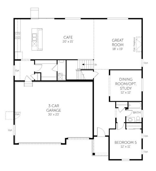 2D floor plan layout for the Cypress - 60' Homesites by Dream Finders Homes in Farmstead, Berthoud, CO (Image 3).
