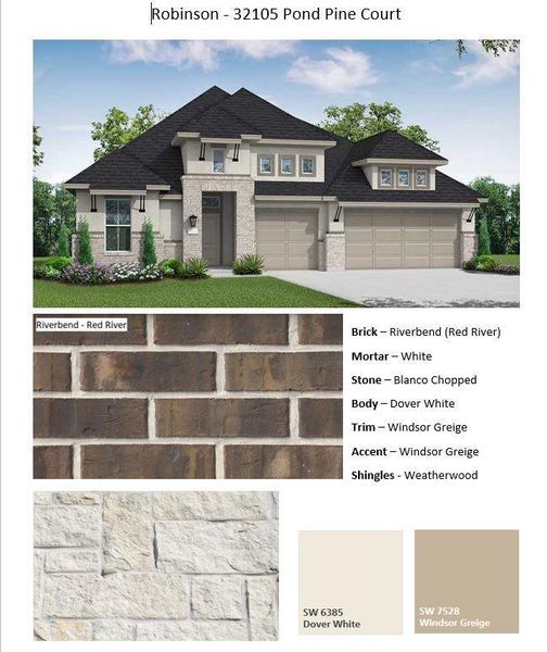 Sample of building materials used in homes in The Meadows at Imperial Oaks, Spring (Image 3).