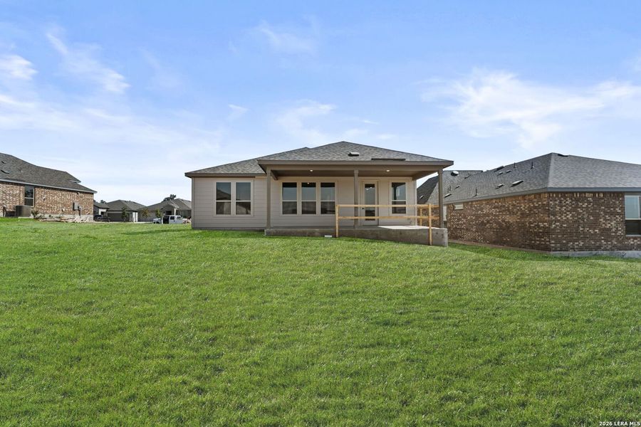 Exterior details and patio area of a home in Del Webb New Braunfels at Veramendi, New Braunfels (Image 18).
