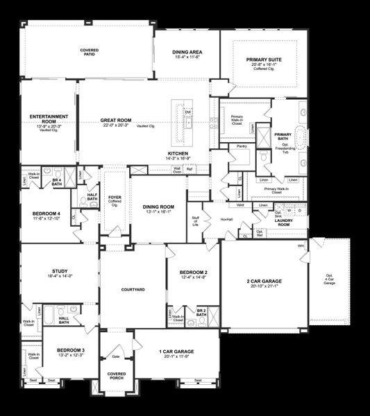 2D floor plan layout for the London by K. Hovnanian® Homes in Campanos Estates, Peoria, AZ (Image 3).