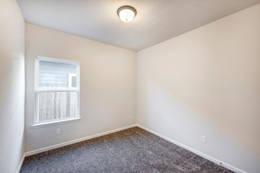 Piedmont- Secondary Bedroom. Sample image for illustration; upgrades, options, and colors may vary.