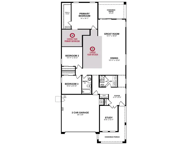 2D floor plan layout for the Pinehurst by Beazer Homes in Marbella at Windrose, Waddell, AZ (Image 4).