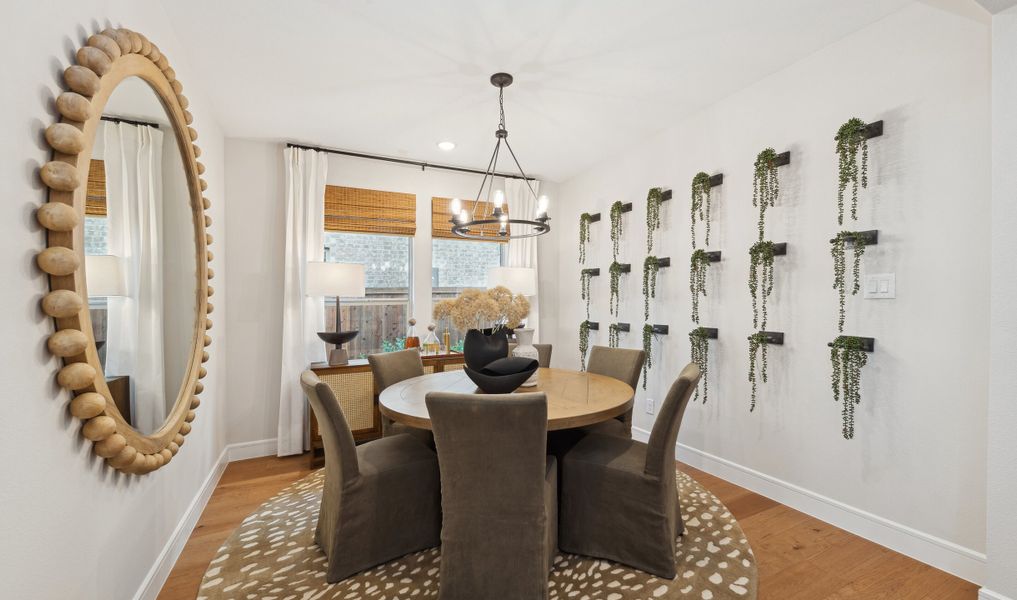 Dining room with chandelier