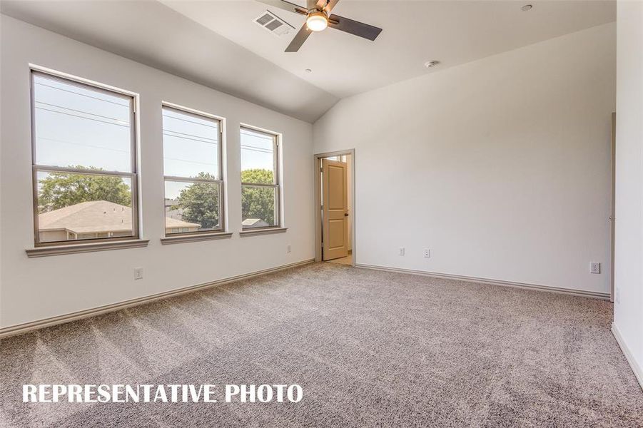 The light filled owner's suite in our Emily floor plan is a dream come true!  REPRESENTATIVE PHOTO