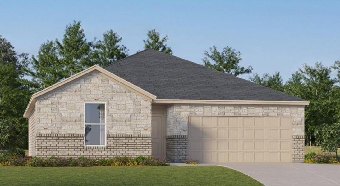 Front exterior of a new home in Scotts Bend, Baytown, TX, highlighting curb appeal (Image 2). Front exterior of a new home in Scotts Bend, Baytown, TX, highlighting curb appeal (Image 2).