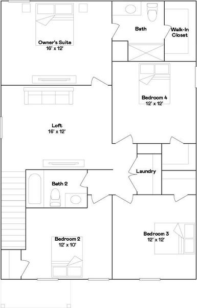 2D floor plan layout of this home in Avalon Ridge: Cottage, Conroe, TX (Image 4).
