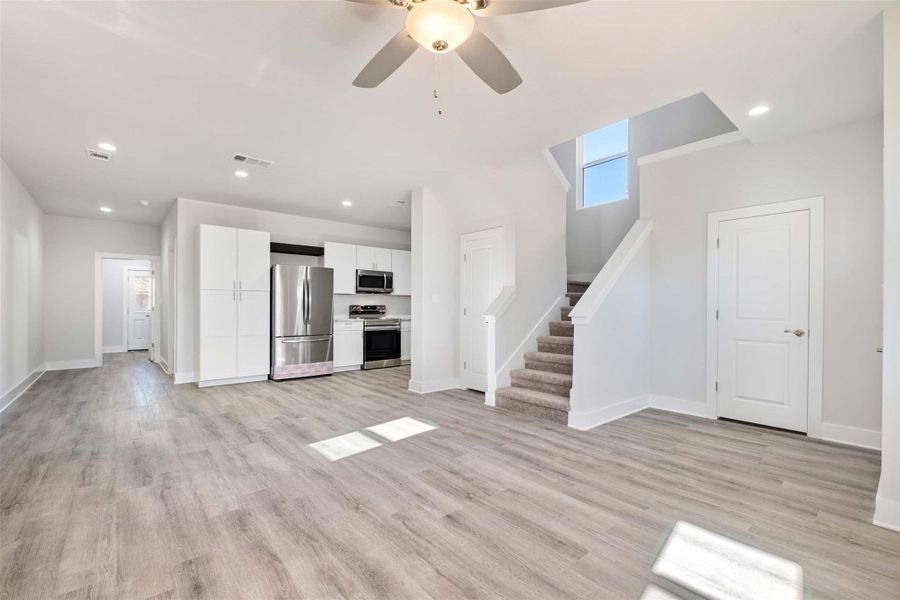 Open Living, Dining and Kitchen