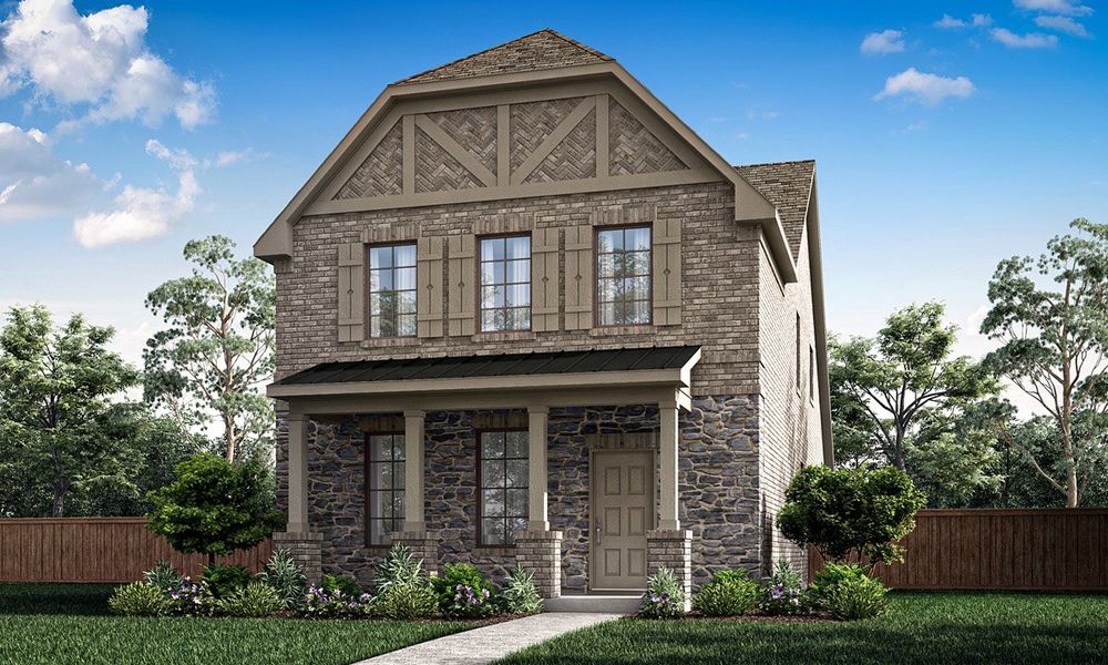 Representative exterior photo of a completed home built from the Overdale by Pacesetter Homes in Elevon, Lavon, TX (Image 1). Representative exterior photo of a completed home built from the Overdale by Pacesetter Homes in Elevon, Lavon, TX (Image 1).