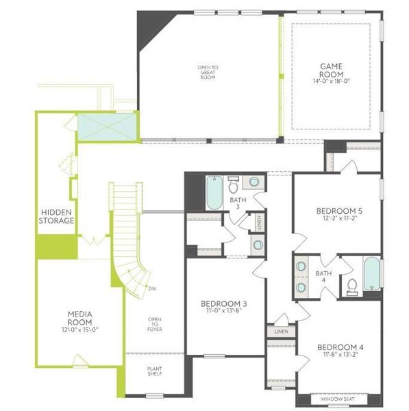 2D floor plan layout of this home in Pecan Ridge, Fulshear, TX (Image 3).