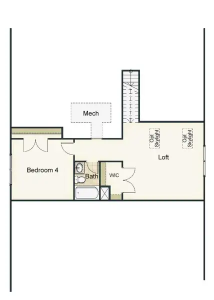 2D floor plan layout for the Ellerbe by Keystone Homes NC in Sullivans Reserve, Walkertown, NC (Image 4).
