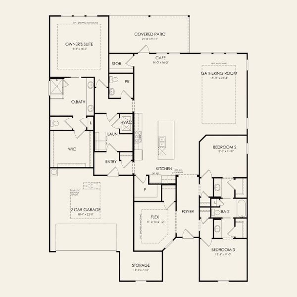 2D floor plan layout for the Reverence by Del Webb in Sun City Texas, Georgetown, TX (Image 4).