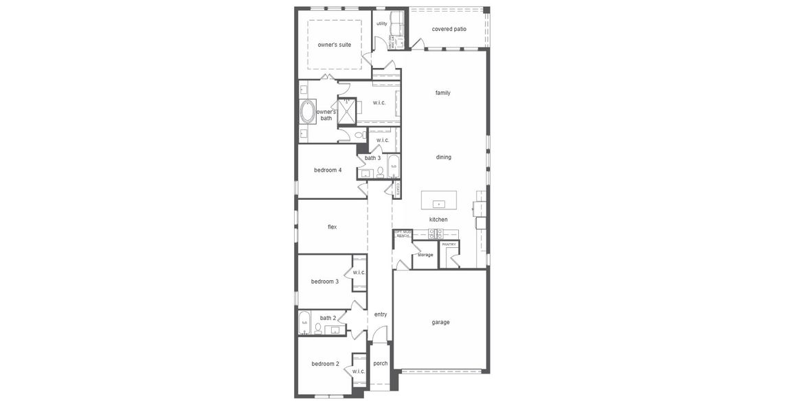 2D floor plan layout for the Benoit by Normandy Homes in Windsong Ranch, Prosper, TX (Image 3).