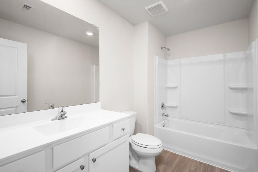 Secondary Bathroom comes with a shower and tub combo Secondary Bathroom comes with a shower and tub combo