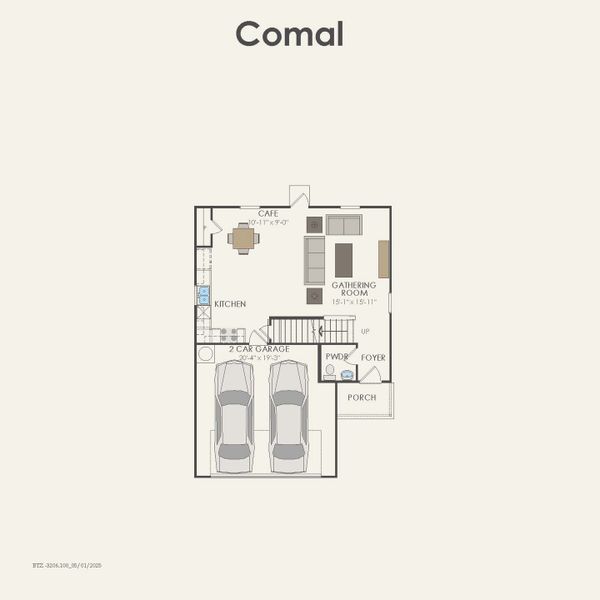 2D floor plan layout for the Comal by Centex in Cottonwood Creek, Howe, TX (Image 5).