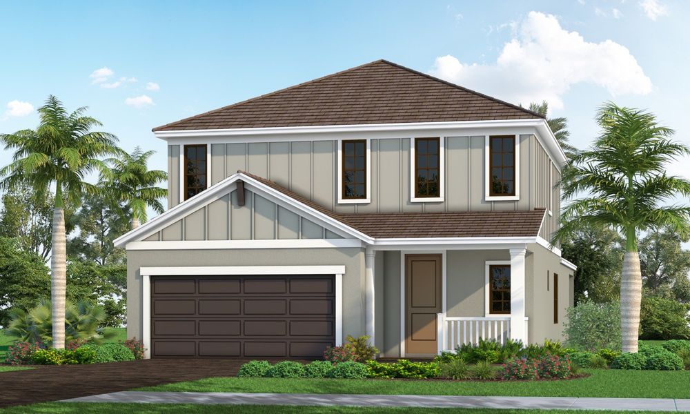 Representative exterior photo of a completed home built from the Heritage 2 by Neal Communities in Palm Grove, Bradenton, FL (Image 2). Representative exterior photo of a completed home built from the Heritage 2 by Neal Communities in Palm Grove, Bradenton, FL (Image 2).