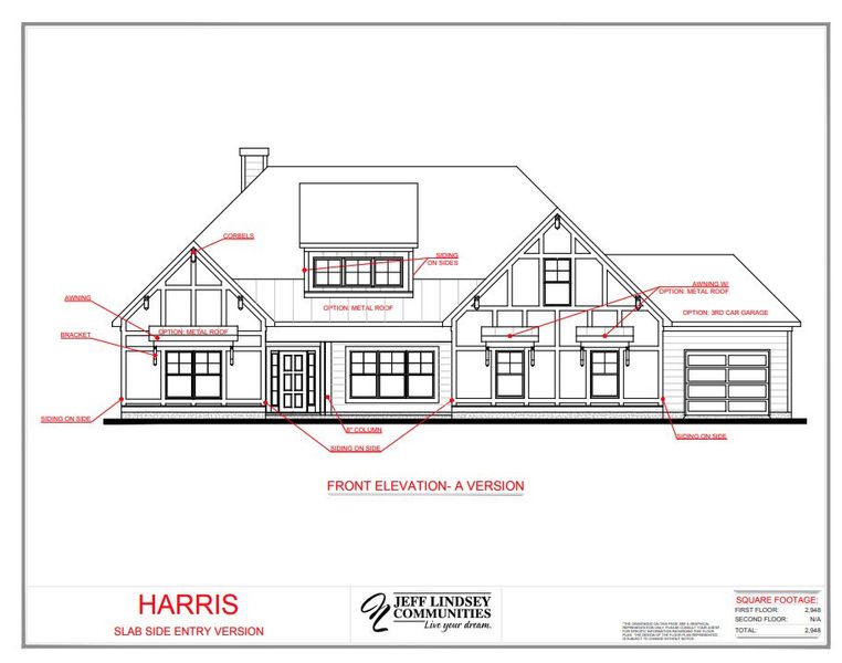 Representative rendering of the exterior for the Harris A by Jeff Lindsey Communities (Image 1).