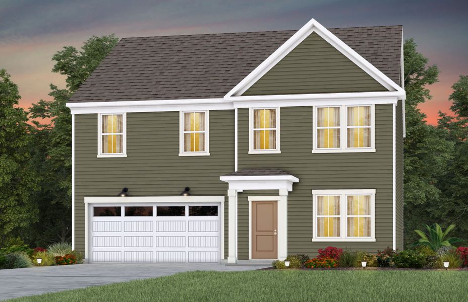 Representative exterior photo of a completed home built from the Hampton by Pulte Homes in The Retreat at Carolina Ridge, Harrisburg, NC (Image 23).