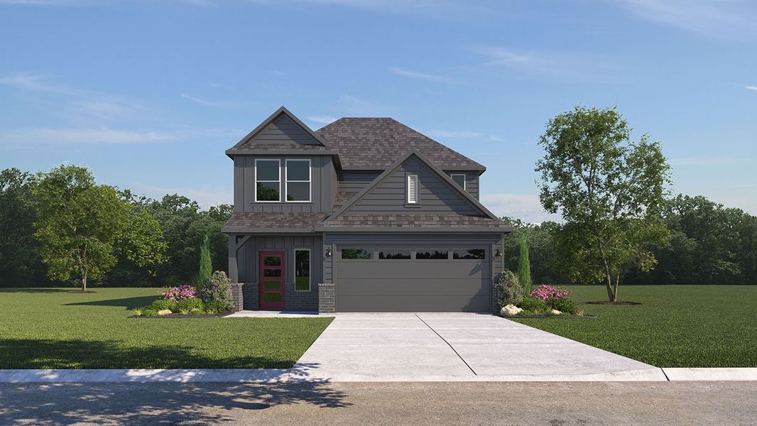 Representative exterior photo of a completed home built from the Jasmine by D.R. Horton in Midtown Reserve, College Station, TX (Image 2). Representative exterior photo of a completed home built from the Jasmine by D.R. Horton in Midtown Reserve, College Station, TX (Image 2).