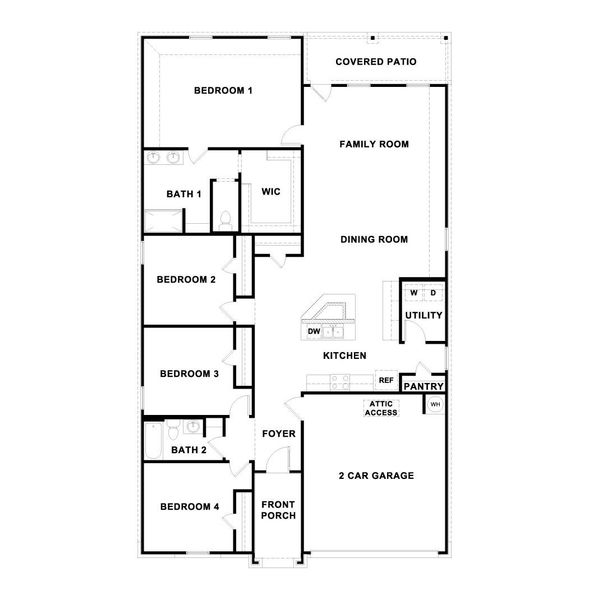 2D floor plan layout of this home in Monarch Ranch, Manor, TX (Image 3).