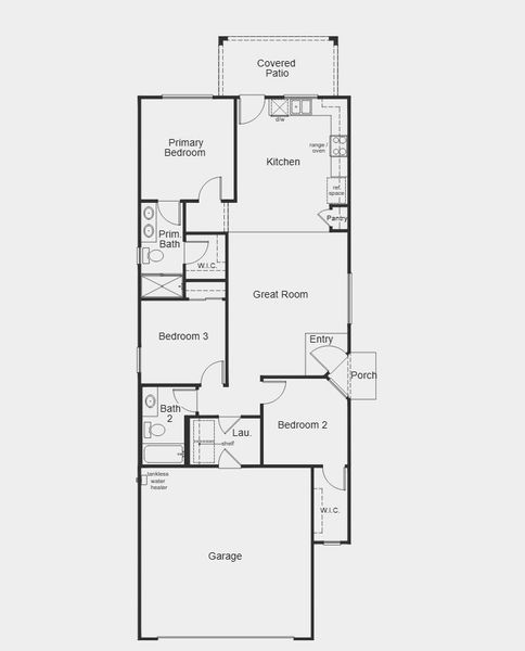2D floor plan layout for the 1126 by KB Home in The Landings at Rancho Del Lago, Vail, AZ (Image 3).