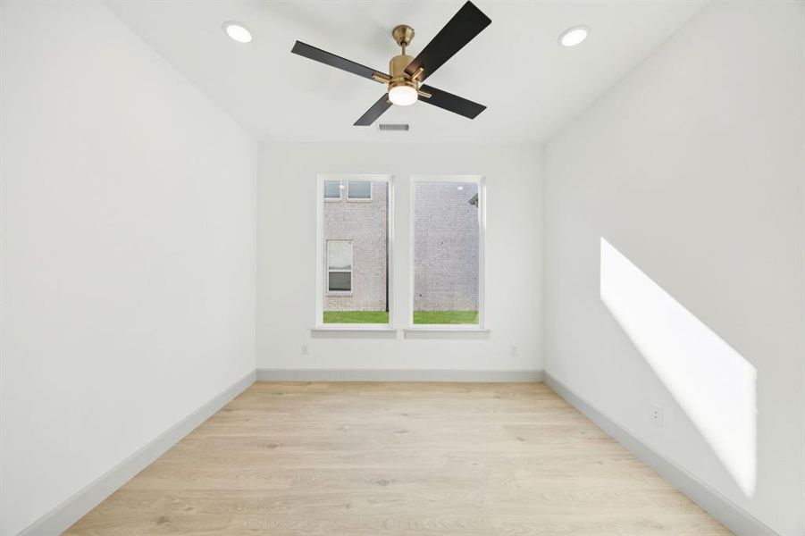 The professional needing to work from home will appreciate this light filled, private home office. The professional needing to work from home will appreciate this light filled, private home office.