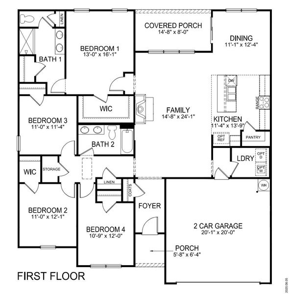 2D floor plan layout for the Booth by D.R. Horton in Shepherd's Farm, Mooresville, NC (Image 3).