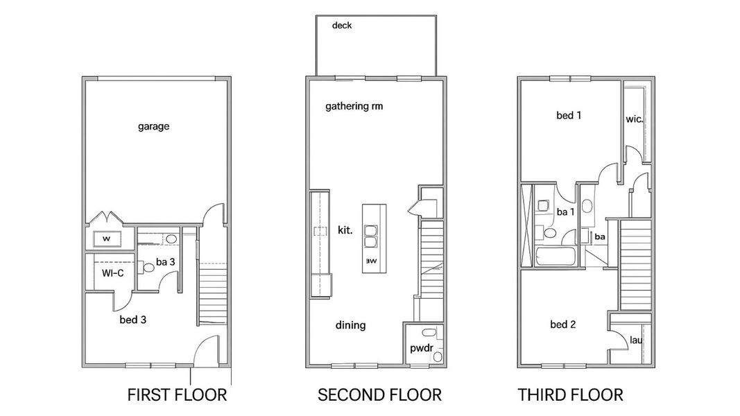 2D floor plan layout for the Asbury by D.R. Horton in Townes at Asbury, Atlanta, GA (Image 3).
