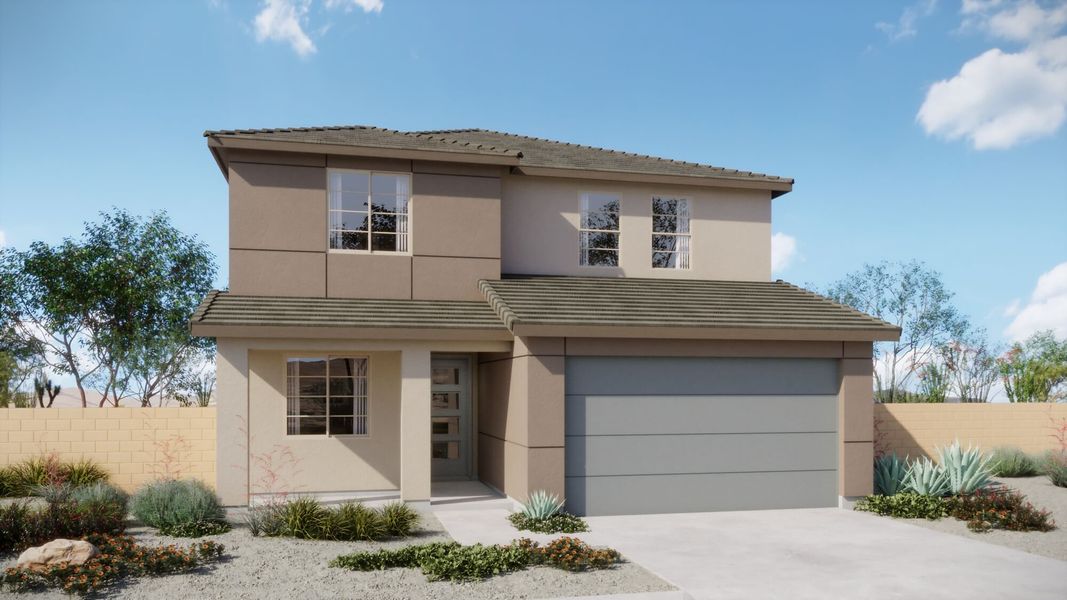 Representative exterior photo of a completed home built from the Sienna by Mattamy Homes in Alamar At Rocking K, Tucson, AZ (Image 1). Representative exterior photo of a completed home built from the Sienna by Mattamy Homes in Alamar At Rocking K, Tucson, AZ (Image 1).