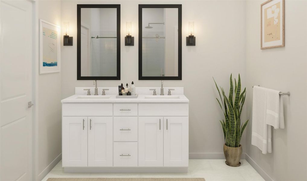 Serene primary bath (*Artist rendering used for illustration purposes only.)