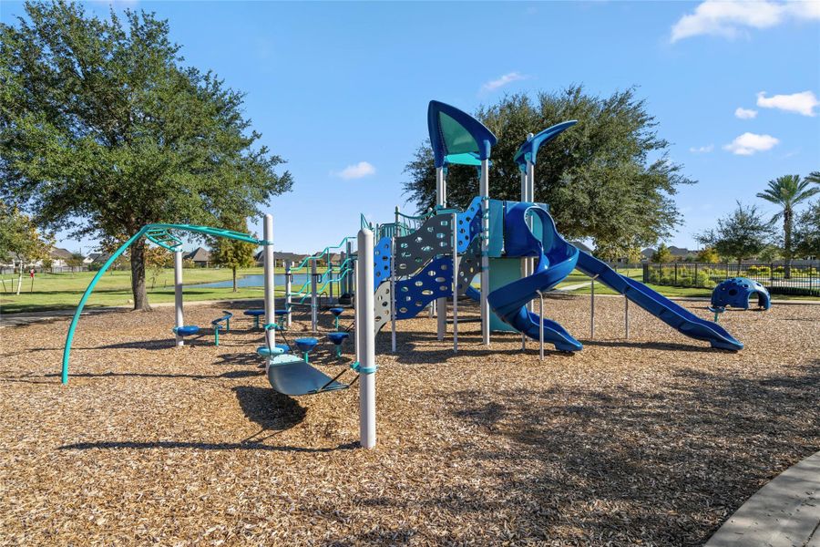 Alternative view of the extensive playground equipment—plenty of options for fun.