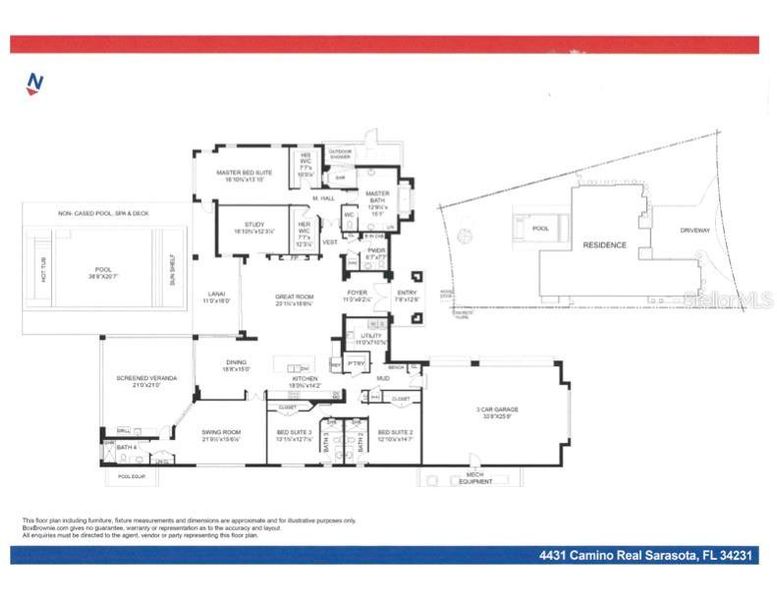 2D floor plan layout of this home in , Sarasota, FL (Image 7).