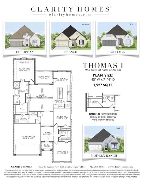 2D floor plan layout for the Thomas I by Clarity Homes in The Bluffs At Parks Of Aledo, Aledo, TX (Image 1). 2D floor plan layout for the Thomas I by Clarity Homes in The Bluffs At Parks Of Aledo, Aledo, TX (Image 1).