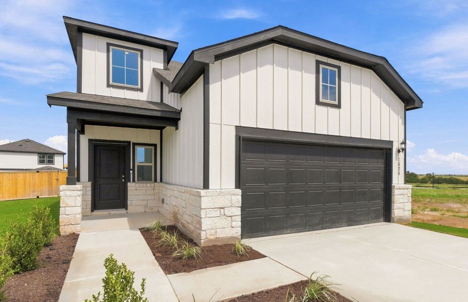 Front exterior of a new home in Sonterra, Jarrell, TX, highlighting curb appeal (Image 21).