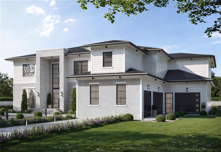 Front exterior of a new home in , Marietta, GA, highlighting curb appeal (Image 1). Front exterior of a new home in , Marietta, GA, highlighting curb appeal (Image 1).