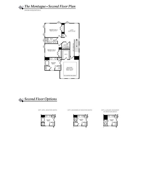 2D floor plan layout for the Montague by Eastwood Homes in Marble Tree, Ball Ground, GA (Image 4).