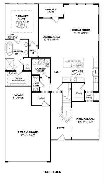 The El Paso floor plan by K. Hovnanian Homes. 1st Floor shown. *Prices, plans, dimensions, features, specifications, materials, and availability of homes or communities are subject to change without notice or obligation.