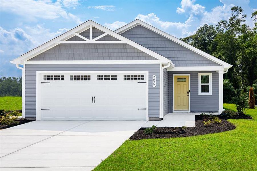 Front exterior of a new home in Bell Creek Single Family Homes, Winnabow, NC, highlighting curb appeal (Image 2).