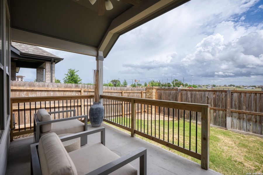 Exterior details and patio area of a home in Legacy at Lake Dunlap, New Braunfels (Image 22).