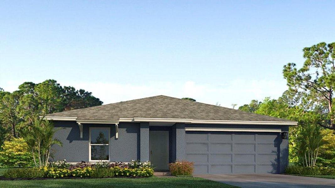 Front exterior of a new home in Mandarin Grove, Palmetto, FL, highlighting curb appeal (Image 1).