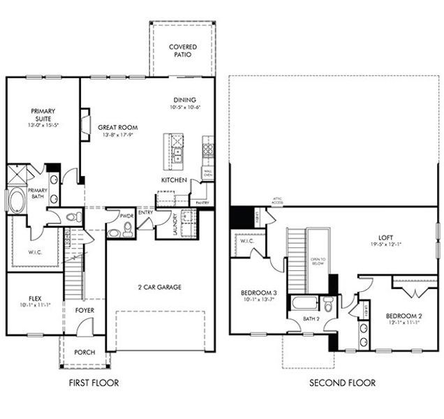 2D floor plan layout for the Cottonwood by Meritage Homes in Riverwood Farm, Piedmont, SC (Image 3). 2D floor plan layout for the Cottonwood by Meritage Homes in Riverwood Farm, Piedmont, SC (Image 3).