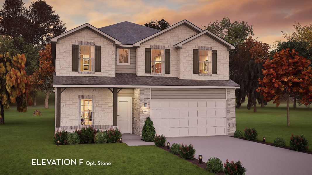 Representative exterior photo of a completed home built from the Concho by CastleRock Communities in Sunfield, Buda, TX (Image 23).