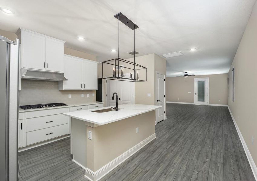 This home has beautiful quartz countertops.