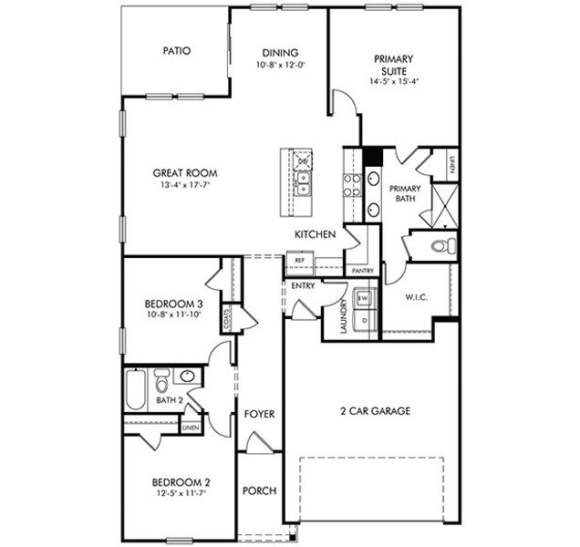 2D floor plan layout for the Chandler by Meritage Homes in Creek Ridge - Signature Collection, Spartanburg, SC (Image 3).