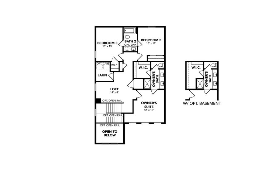 2D floor plan layout for the Keystone by Brightland Homes in Timnath Lakes, Timnath, CO (Image 5).