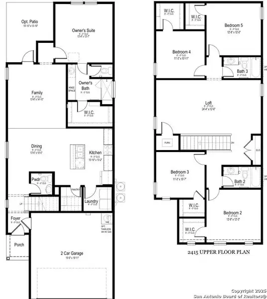 2D floor plan layout of this home in Highland Ridge, New Braunfels, TX (Image 3).