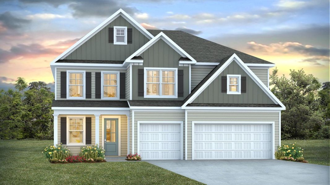 Representative exterior photo of a completed home built from the WESTERLY by D.R. Horton in Surfside Landing, Hubert, NC (Image 1).