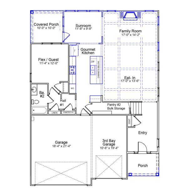 2D floor plan layout of this home in Scotts Hill Village, Wilmington, NC (Image 3). 2D floor plan layout of this home in Scotts Hill Village, Wilmington, NC (Image 3).